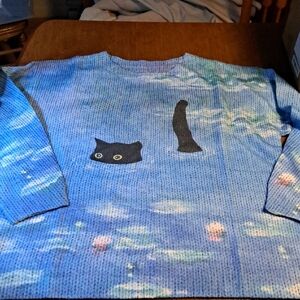 Blue Cat Sweater 100% Polyester So Soft Ptp 22.5
